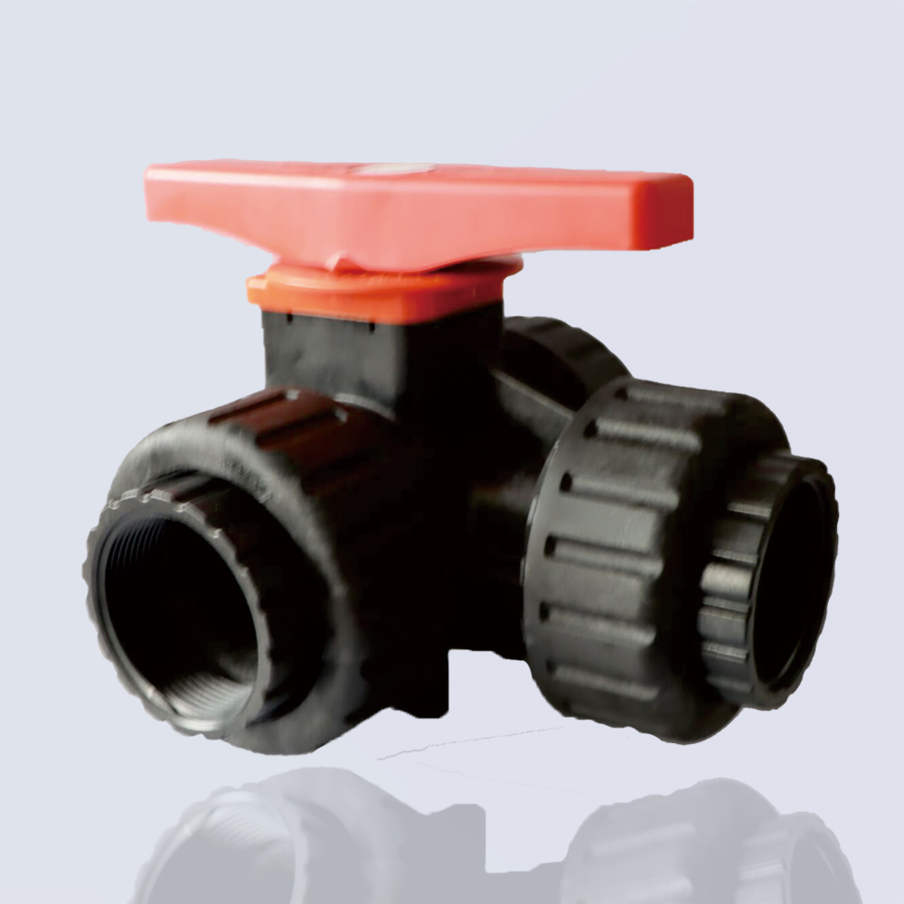 UPVC manual three-way ceramic core ball valve