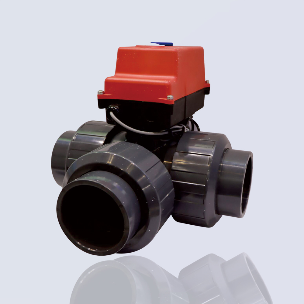 UPVC electric three-way ceramic core ball valve
