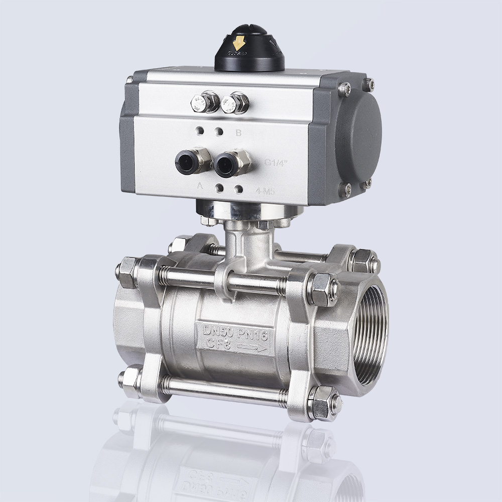 Three-piece pneumatic ceramic core ball valve