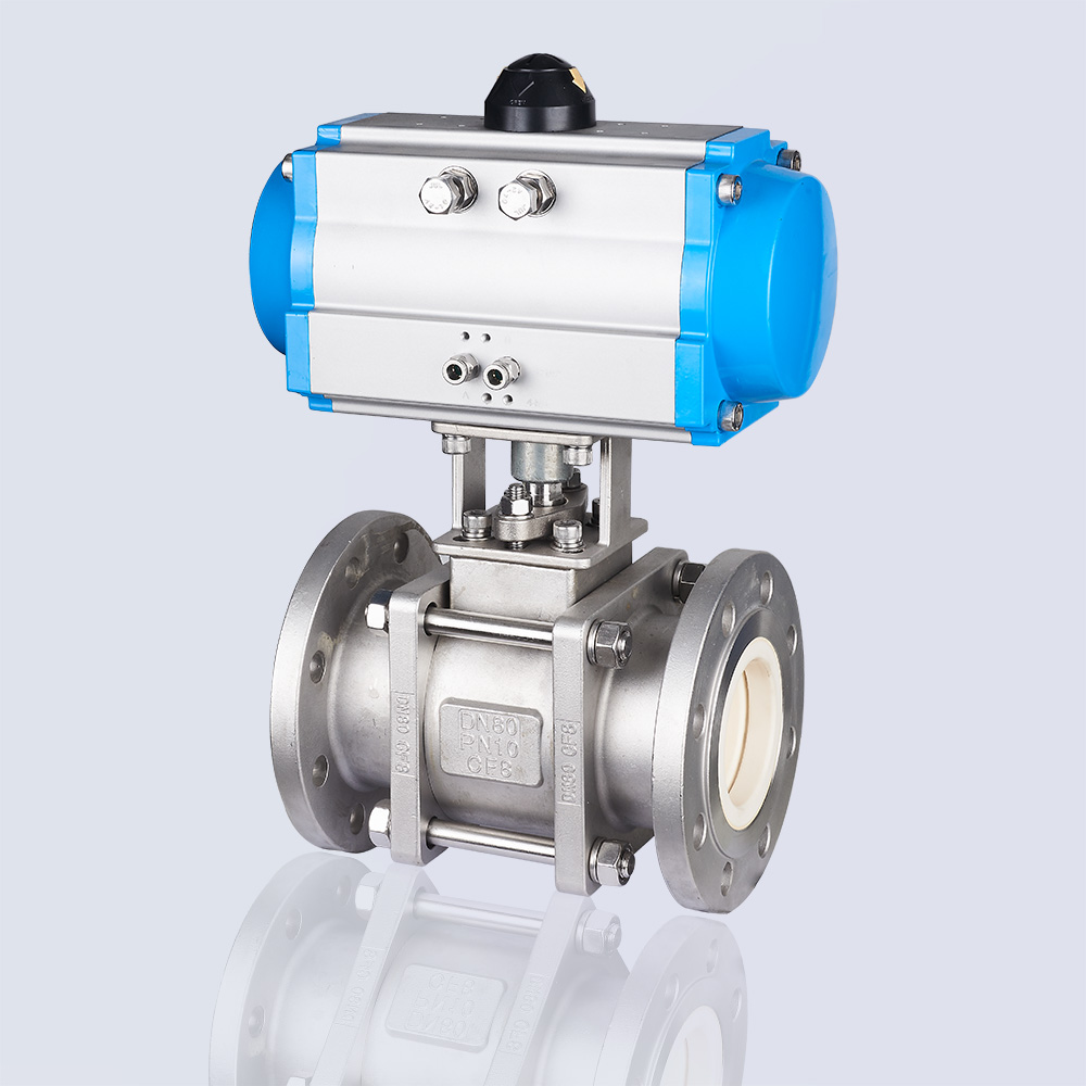 Pneumatic three-piece ceramic core ball valve
