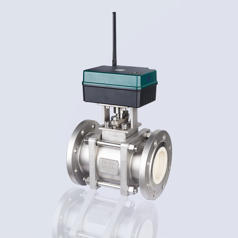Electric three-piece flanged ceramic core ball valve