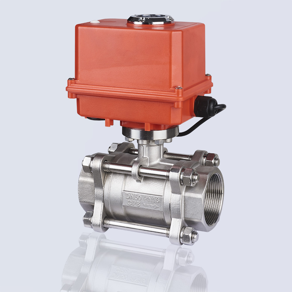 Three-piece electric ceramic core ball valve